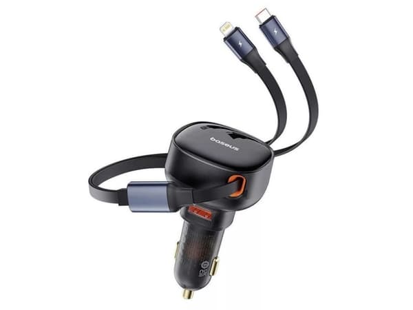 Baseus-lader Baseus Enjoyment USB-billader med USB-C og Lightning-kabel 60 W (svart)