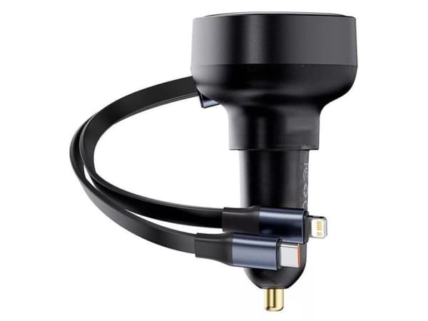 Baseus-lader Baseus Enjoyment USB-billader med USB-C og Lightning-kabel 60 W (svart)