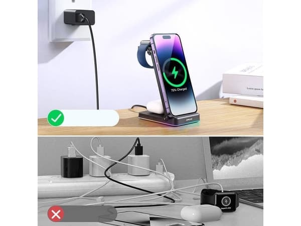 Joyroom Joyroom QI Charger 3in1-stativ for Apple 15W JR-WQN01