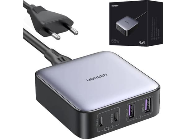 Ugreen verkkolaturi UGREEN CD327 Nexode, 2x USB-C, 2x USB-A, GaN, 65W (harmaa)