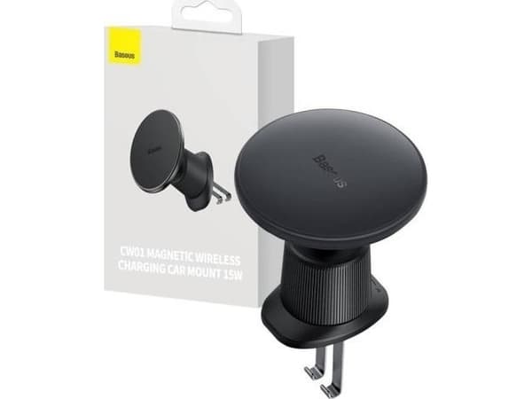 Magnetic car holder with inductive charging for phone, Baseus CW01 for phone (black) Sort