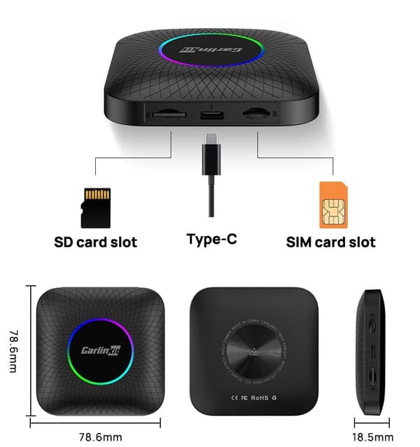 CarlinKit TBOX Ambient AI Box Android 13 Carplay & Android Auto 4GB+64GB