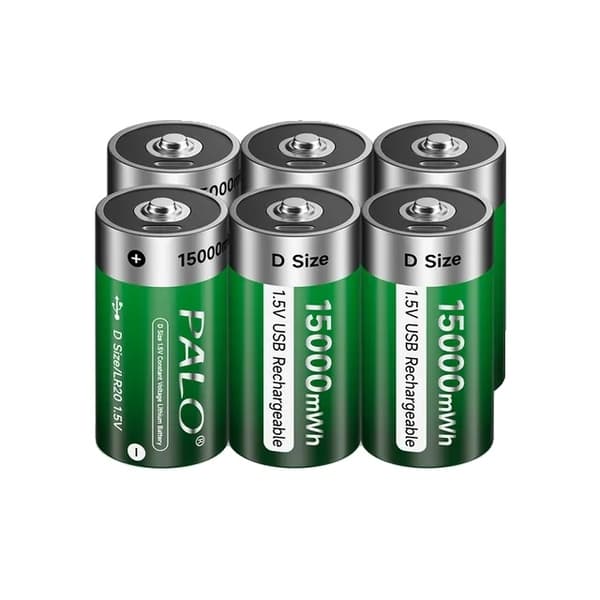 Genopladeligt D-størrelse batteri, Type-C USB-opladning, Li-ion batterier
