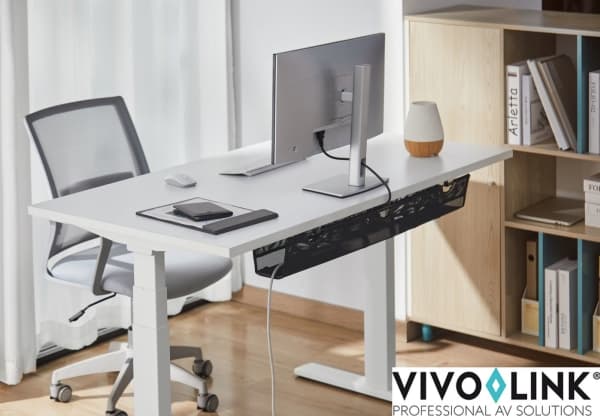 VivoLink - Kabelstyringsskuff - mesh - monterbar under skrivebord - svart