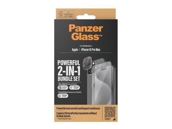 PanzerGlass B1137+2812, Apple, Apple - iPhone 15 Pro Max, Asennus kuivana, Iskunkestävä, Läpinäkyvä, 1 kpl
