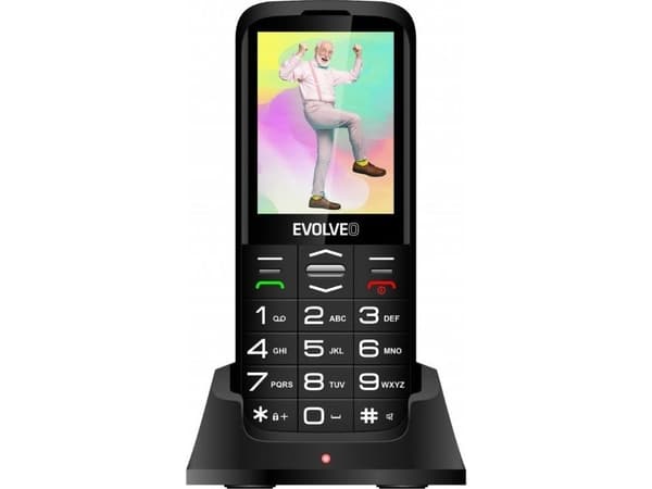 EVOLVEO EasyPhone XO, mobiltelefon for seniorer med ladestativ (svart farge) Sort