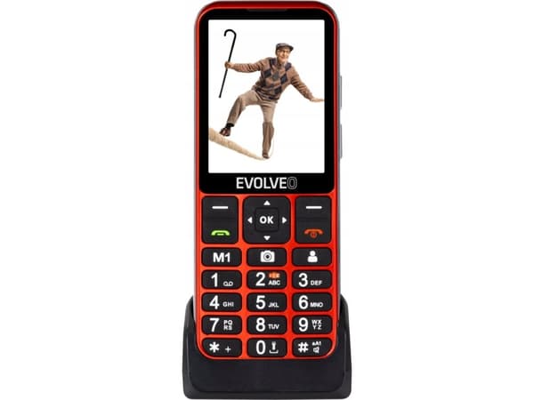 EVOLVEO EasyPhone LT, mobiltelefon för seniorer med laddningsstativ (röd) Röd