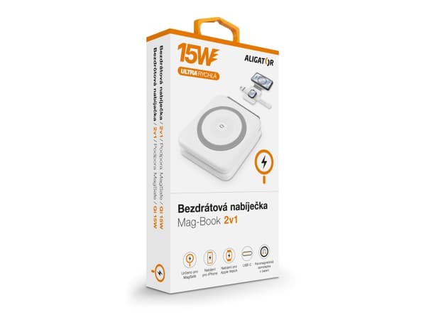 Aligaattori AMS02WT, Sisäkäyttöinen, USB, Langaton lataus, 1 m, Valkoinen