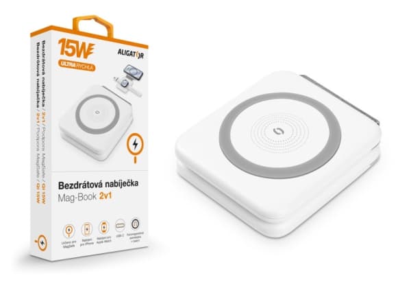 Aligaattori AMS02WT, Sisäkäyttöinen, USB, Langaton lataus, 1 m, Valkoinen Valkoinen