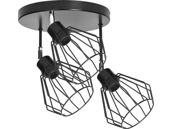 Orno PINO taklampe, vegg- og takarmatur, maks effekt. 3x60W, E27, svart, rund sokkel, multi-level, bevegelige lampehoder