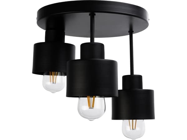 Orno LISA taklampe, vegg- og takarmatur, maks effekt. 3x60W, E27, sort, rund sokkel, multi-level, faste lampehoder
