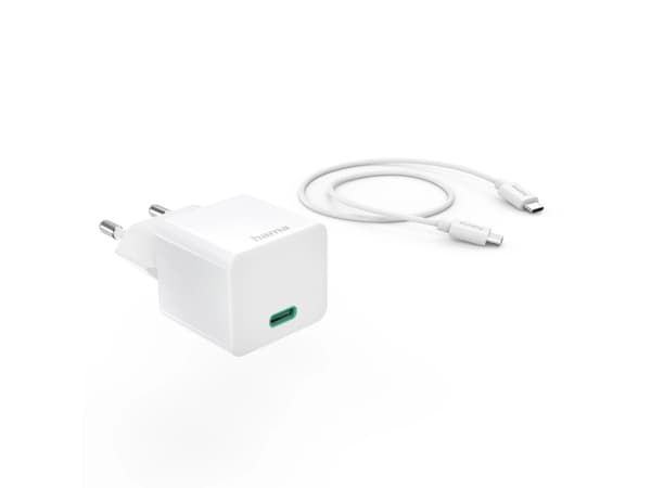 Hama pikalaturi latauskaapelilla USB-C, minilaturi, PD, 20W, 1m, valkoinen (00201675)