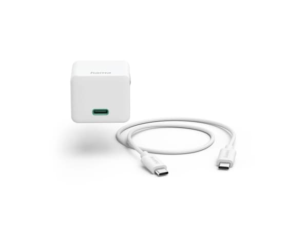 Hama pikalaturi latauskaapelilla USB-C, minilaturi, PD, 20W, 1m, valkoinen (00201675)