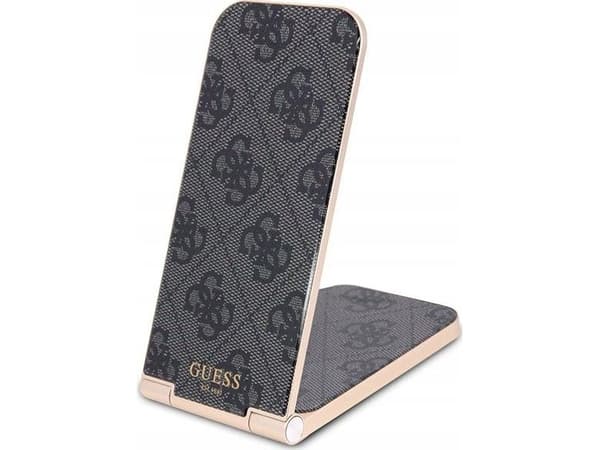 Guess 4G Pattern MagSafe - 2-i-1 sammenleggbar induksjonslader med MagSafe for iPhone og AirPods 15W (svart)