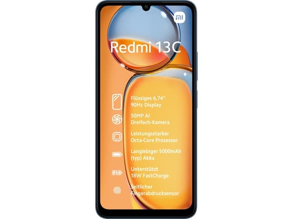 Xiaomi Redmi 13C - 4G smartphone - dual-SIM - RAM 4 GB / Internminne 128 GB - microSD-kortplats - LCD-skärm - 6.74" - 1600 x 720 pixlar (90 Hz) - 3x