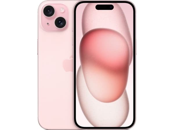Apple iPhone 15 , 15,5 cm (6.1"), 2556 x 1179 pixlar, 128 GB, 48 MP, iOS 17, Rosa