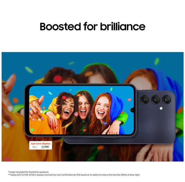 Samsung Galaxy A25 - 5G älypuhelin - dual-SIM - RAM 8 GB / Sisäinen muisti 256 GB - microSD-korttipaikka - OLED-näyttö - 6,5" - 2340 x 1080 pikseliä