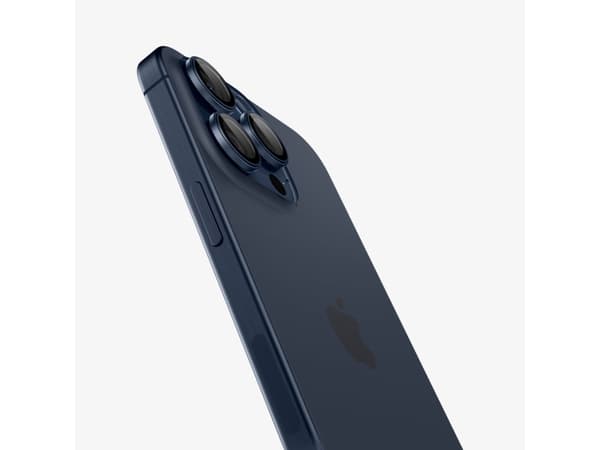 Spigen Optik Pro EZ Fit, Apple, iPhone 15 Pro Max, Blå, Transparent, 2 styck