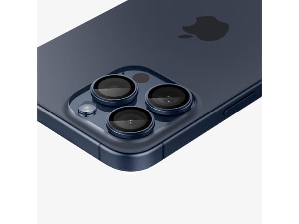 Spigen Optik Pro EZ Fit, Apple, iPhone 15 Pro Max, Blå, Transparent, 2 styck