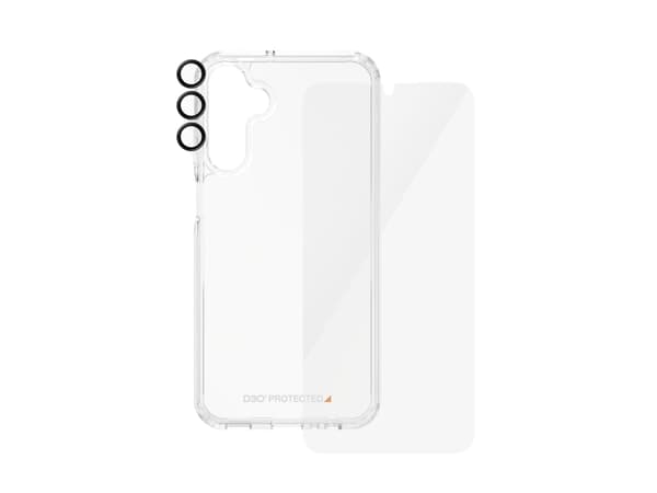 PanzerGlass - 3-i-1 beskyttelsespakke - baksidedeksel for mobiltelefon - ultrabred passform med EasyAligner - D3O Bio, resirkulert plast - med skjerm