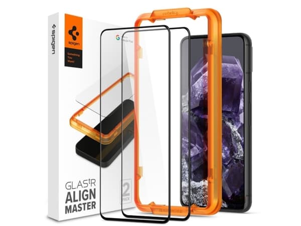Spigen GLAS.tR AlignMaster, Google, Google Pixel 8 (2023), Reptålig, Stöttålig, Svart, Transparent, 2 styck