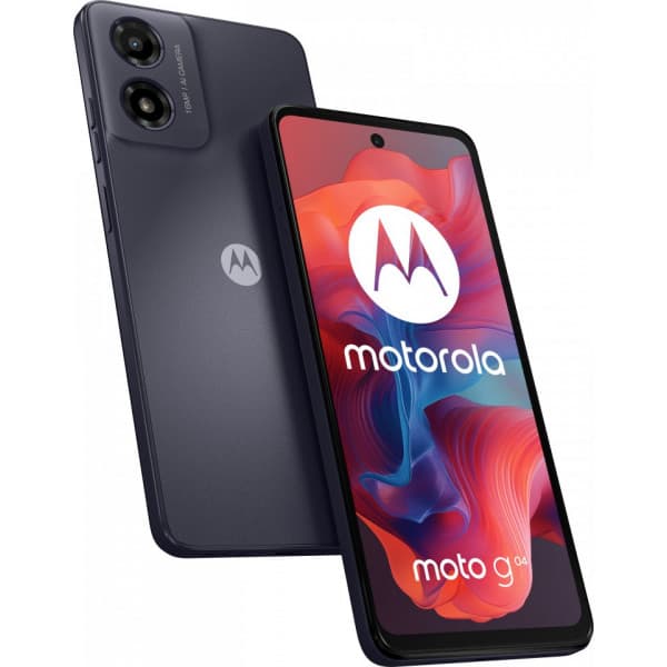 Motorola G04-telefon, 64/4 Gb, sort. Sort