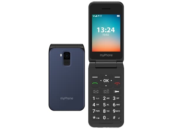 myPhone Flip | LTE | Black | 2.8 " | TFT | 48 MB | 128 MB | 3G | Bluetooth | 2.1 | USB version Type-C | Built-in camera | Main camera resolution