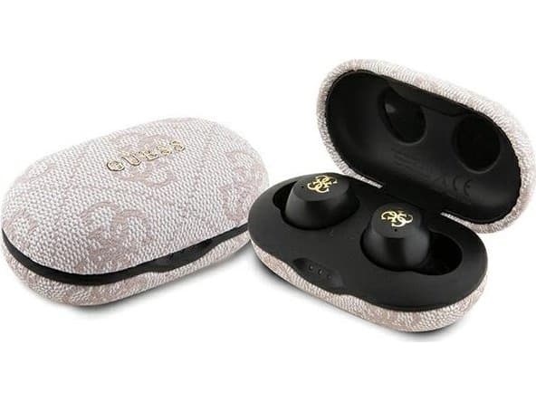 TWS Guess 4G Metal Bluetooth-øretelefoner med ENC-dokkingstasjon - rosa farge