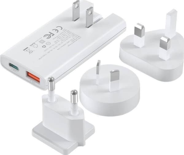 Choetech Lader Choetech PD6011 PD65W GaN slim USB-A+C mini reisevegglader (hvit)
