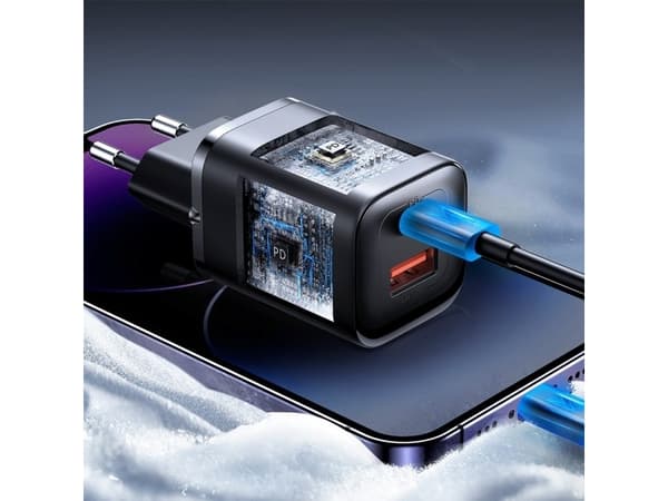 Joyroom-pikalaturi JR-TCF08EU Speed Series 30W USB-A / USB-C PD/QC/AFC/FCP - musta