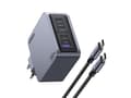 Miniatyrbild 3 av 5: Ugreen Nexode Pro 160W GaN Charger with USB-C Cable, inomhus, AC, Svart, Grå
