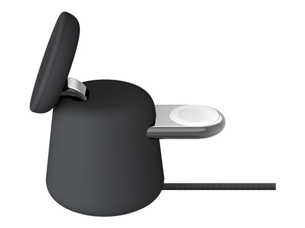 Belkin BoostCharge Pro 2-in-1 - Trådlöst laddställ - med MagSafe + växelströmsadapter - 15 Watt - Fast Charge - träkol Kol