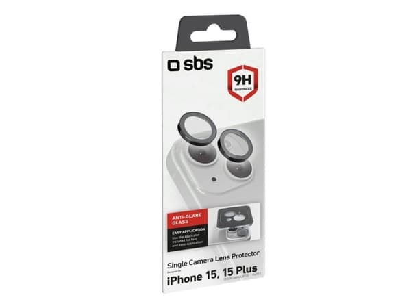 SBS TESINCAMGLIP15, Linsskydd, Svart, Glas, Silikon, Apple, iPhone 15/15 Plus, 15 g