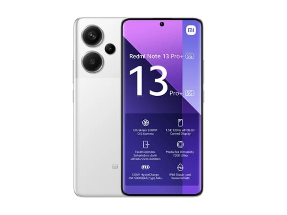 Xiaomi Redmi Note 13 Pro+, 16.9 cm (6.67"), 2712 x 1220 pixels, 12 GB, 512 GB, 200 MP, White