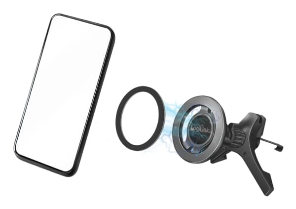 LogiLink AA0167 Ventilationsgitter Mobiltelefon-holder til biler Kan drejes 360° , Magnetfastgørelse