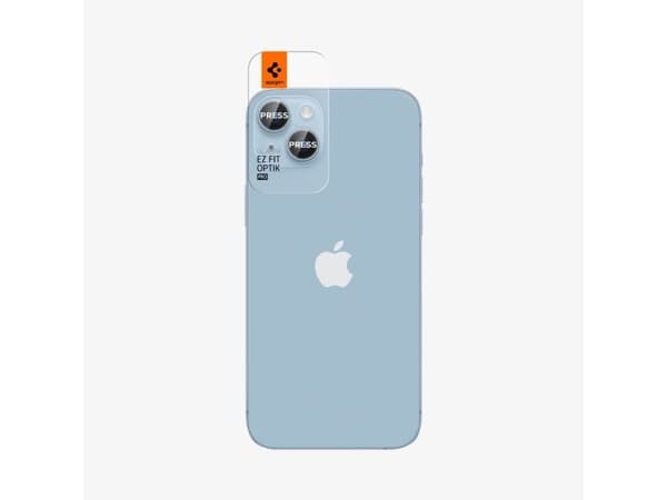 Spigen Optik Pro EZ Fit, Apple, iPhone 15 Plus, iPhone 14 Plus, Blå, Gjennomsiktig, 2 stykker