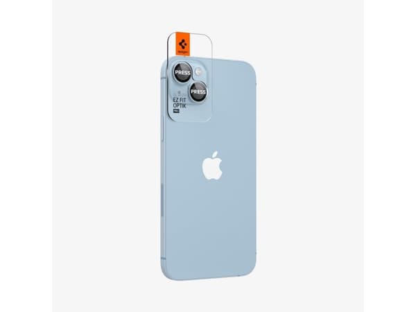 Spigen Optik Pro EZ Fit, Apple, iPhone 15 Plus, iPhone 14 Plus, Blå, Gjennomsiktig, 2 stykker