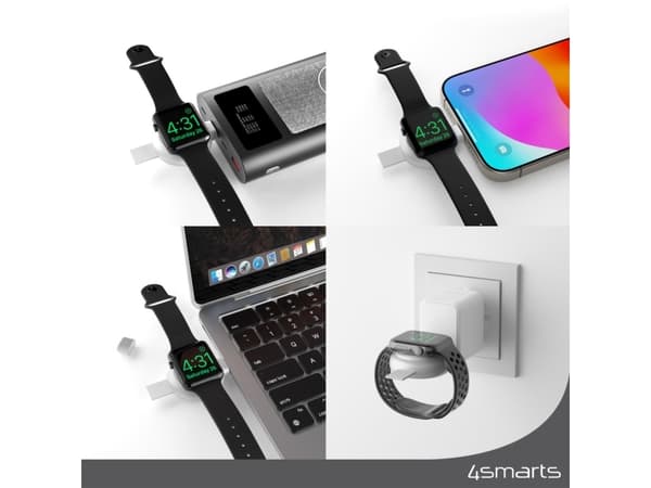 4smarts QI2, sisäkäyttöinen, USB, langaton lataus, hopea