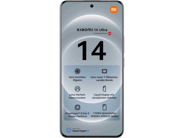 Xiaomi 14 Ultra - 5G smarttelefon - dobbelt-SIM - RAM 16 GB / Internminne 512 GB - OLED-display - 6.73" - 3200 x 1440 piksler (120 Hz) - 4x bakkamera