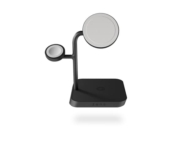 ZENS 4-in-1 - Trådlös laddningsplatta/laddningsstativ + växelströmsadapter - 18 Watt (24 pin USB-C) - svart