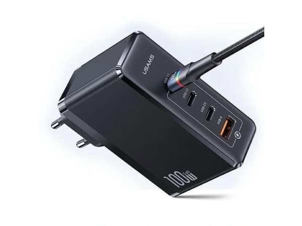 Usams Vegglader GaN 100W PD 3xUSB-C/ USB T50