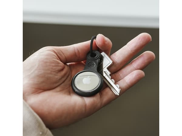 Woodcessories Bio, Avaimenperä äänellä, Musta, Pudotuksenkestävä, 1 kpl, AirTag, 33 mm