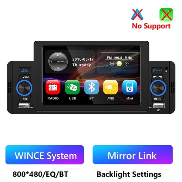 Autosoitin, CarPlay-yhteensopivuus, Bluetooth-yhteys, MP5 CarPlay 4 led