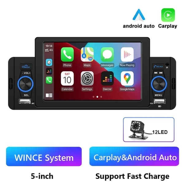 Autosoitin, CarPlay-yhteensopivuus, Bluetooth-yhteys, MP5 CarPlay 4 led