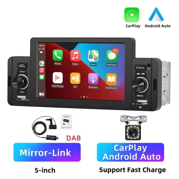 Autosoitin, CarPlay-yhteensopivuus, Bluetooth-yhteys, MP5 CarPlay 4 led