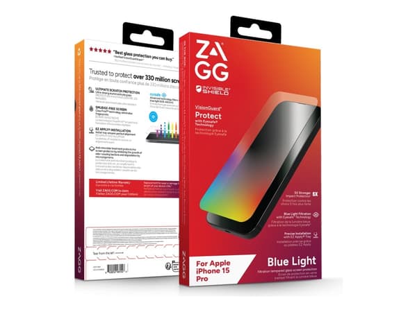 ZAGG InvisibleShield Glass Elite VisionGuard - Skjermbeskyttelse for mobiltelefon - glass - for Apple iPhone 15 Pro