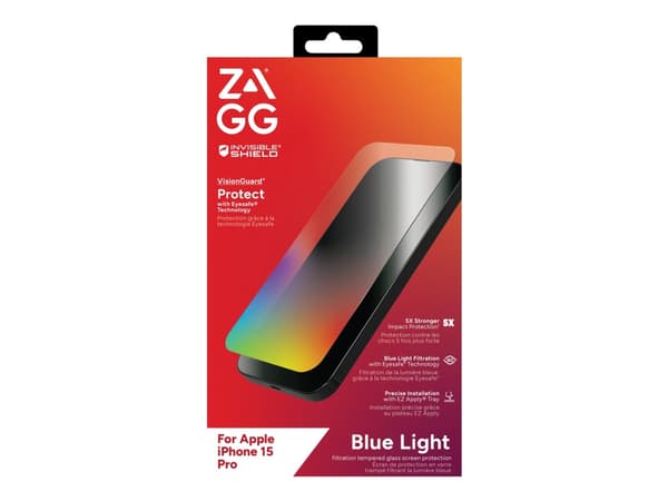 ZAGG InvisibleShield Glass Elite VisionGuard - Skjermbeskyttelse for mobiltelefon - glass - for Apple iPhone 15 Pro