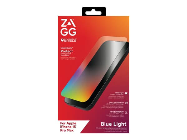 ZAGG InvisibleShield Glass Elite VisionGuard - Skärmskydd för mobiltelefon - glas - för Apple iPhone 15 Pro Max
