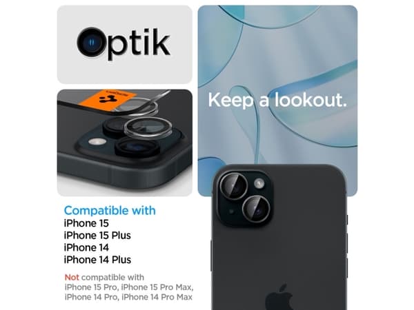 Spigen GLAS.tR EZ Fit Optik Pro, Apple, iPhone 15 / 15 Plus / 14 / 14 Plus, Reptålig, Transparent, 2 styck