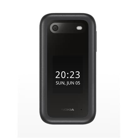 Nokia | 2660 Flip | Sort | 2,8"" | TFT LCD | 240 x 320 | Unisoc | 0,128 GB | Dobbelt SIM | Nano-SIM | Ja | Hovedkamera 0,3 MP |